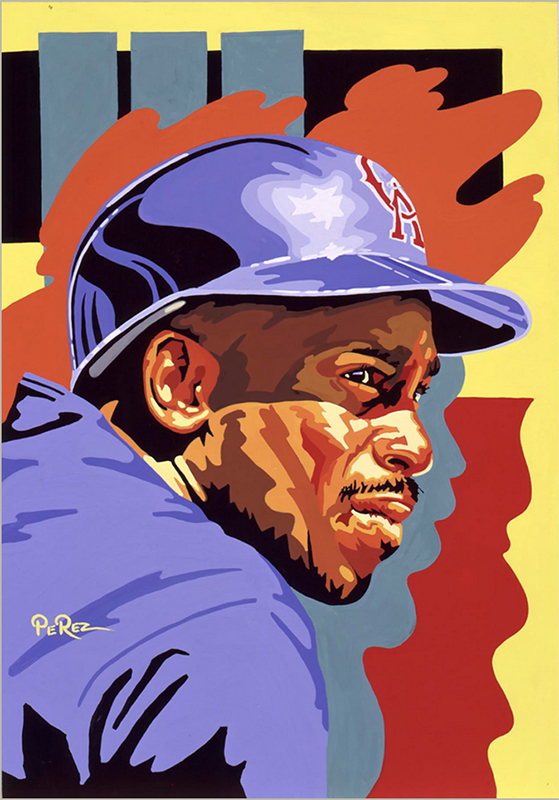 Dick Perez's painting of Chili Davis that was part of the 1995 Donruss Diamond Kings set