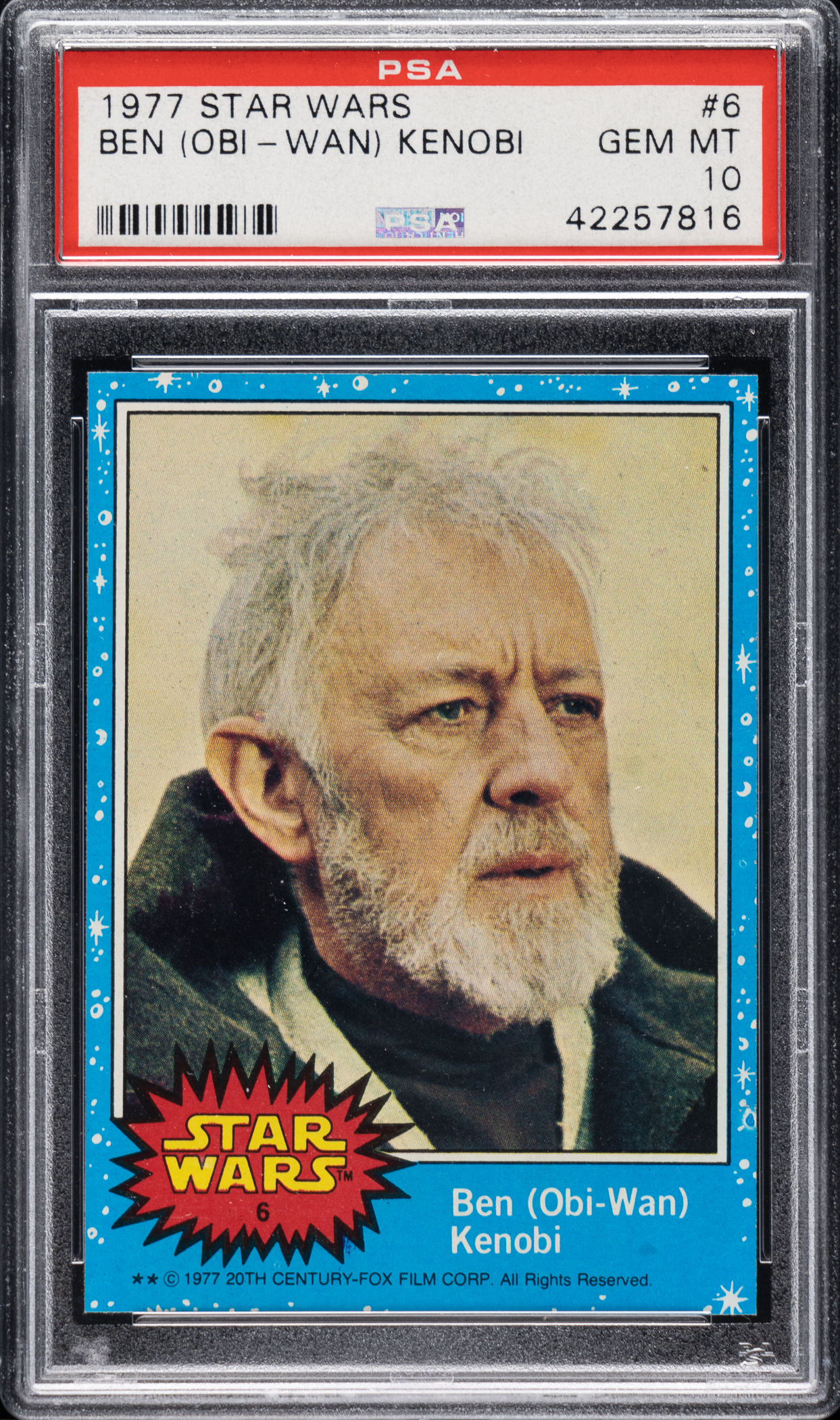 The Ben (Obi-Wan) Kenobi #6 card is among several in Mruczek's set that have a perfect GEM MINT 10 grade from PSA