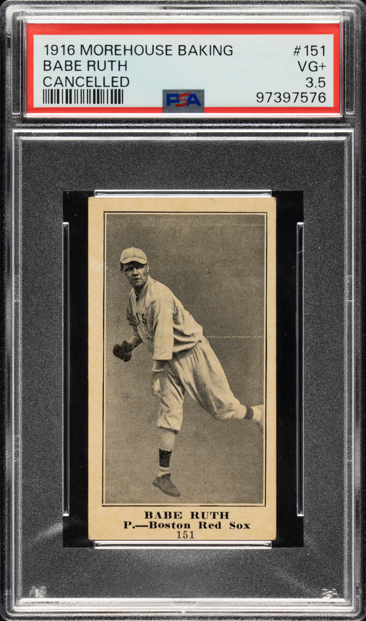 This example of the M101-4/5 Morehouse Baking #151 Babe Ruth Rookie, which has been graded VG+ 3.5 by PSA, will headline REA's Fall 2024 Catalog Auction