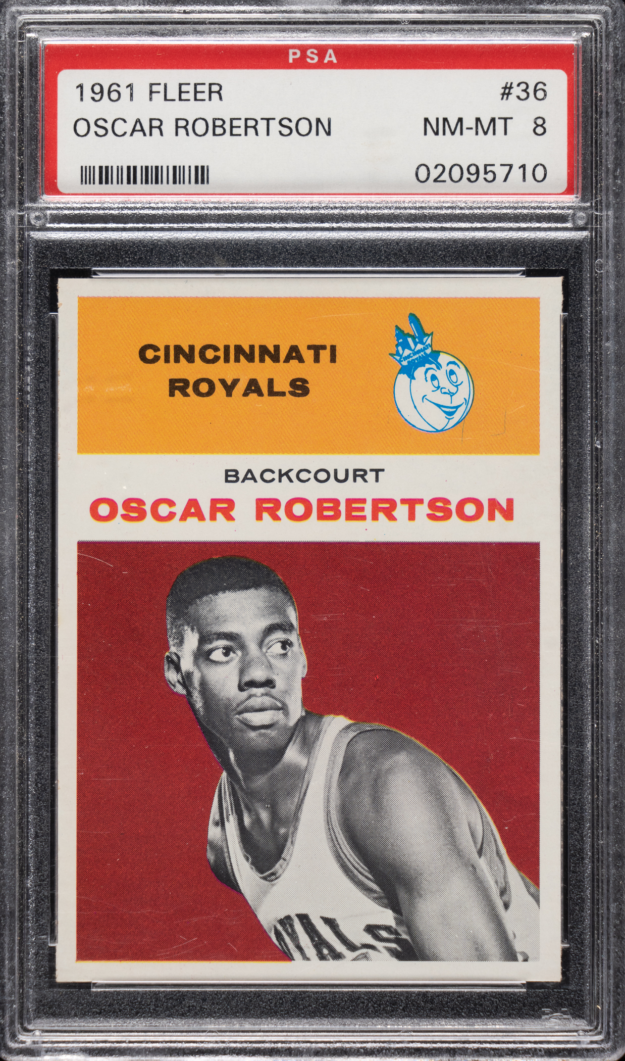 A 1961-1962 Fleer Basketball #36 Oscar Robertson Rookie PSA NM-MT 8 was one of the top finds in Robert's massive collection