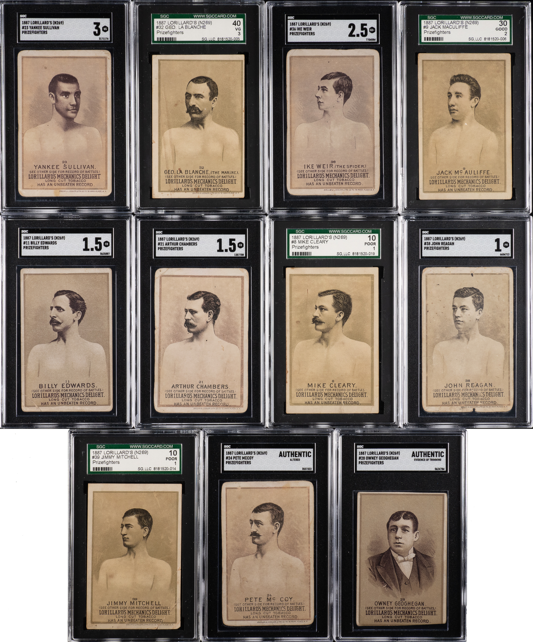 1887 N269 Lorillard's "Prizefighters" SGC-Graded Collection