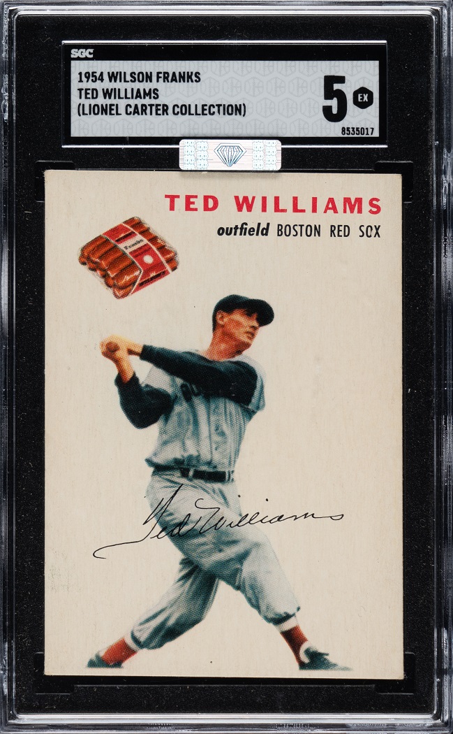 1954 Wilson Franks Ted Williams SGC 5 that sold for $23,400, a new record for this SGC grade