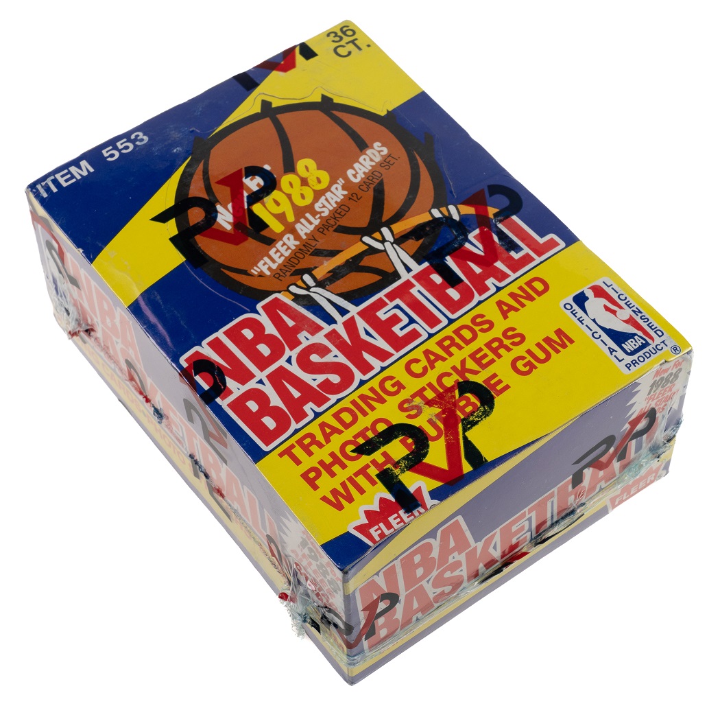 1988-1989 Fleer Basketball Unopened Wax Box (36 Packs) - Three Michael Jordan Stickers Showing on Back of Packs!