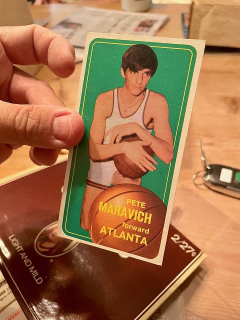 Ken Neill's 1970 Topps Pete Maravich rookie card that was found in a cigar box