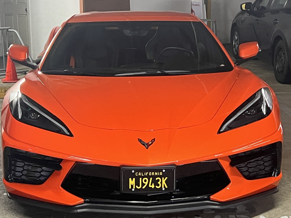 The MJ943K license plate on Ronnie Paloger's 2020 Corvette is a nod to REA's sale of his Michael Jordan cards for a combined $943K
