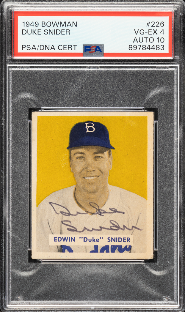 A signed 1949 Bowman Duke Snider rookie is one of the highlights of Hirsch's collection available in REA's Summer Auction