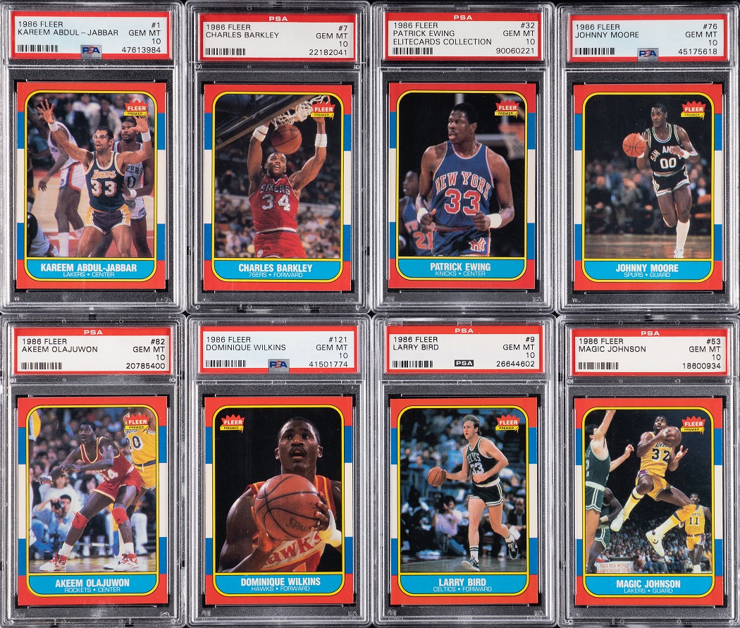 1986-1987 Fleer Basketball PSA GEM MINT 10 Full Set (minus the Jordan rookie) sold for $168,000