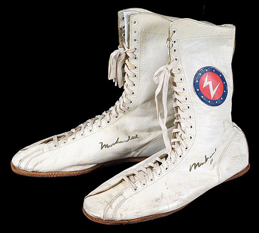 Muhammad Ali's shoes from his "Rumble in the Jungle" fight that sold for more than $100K.