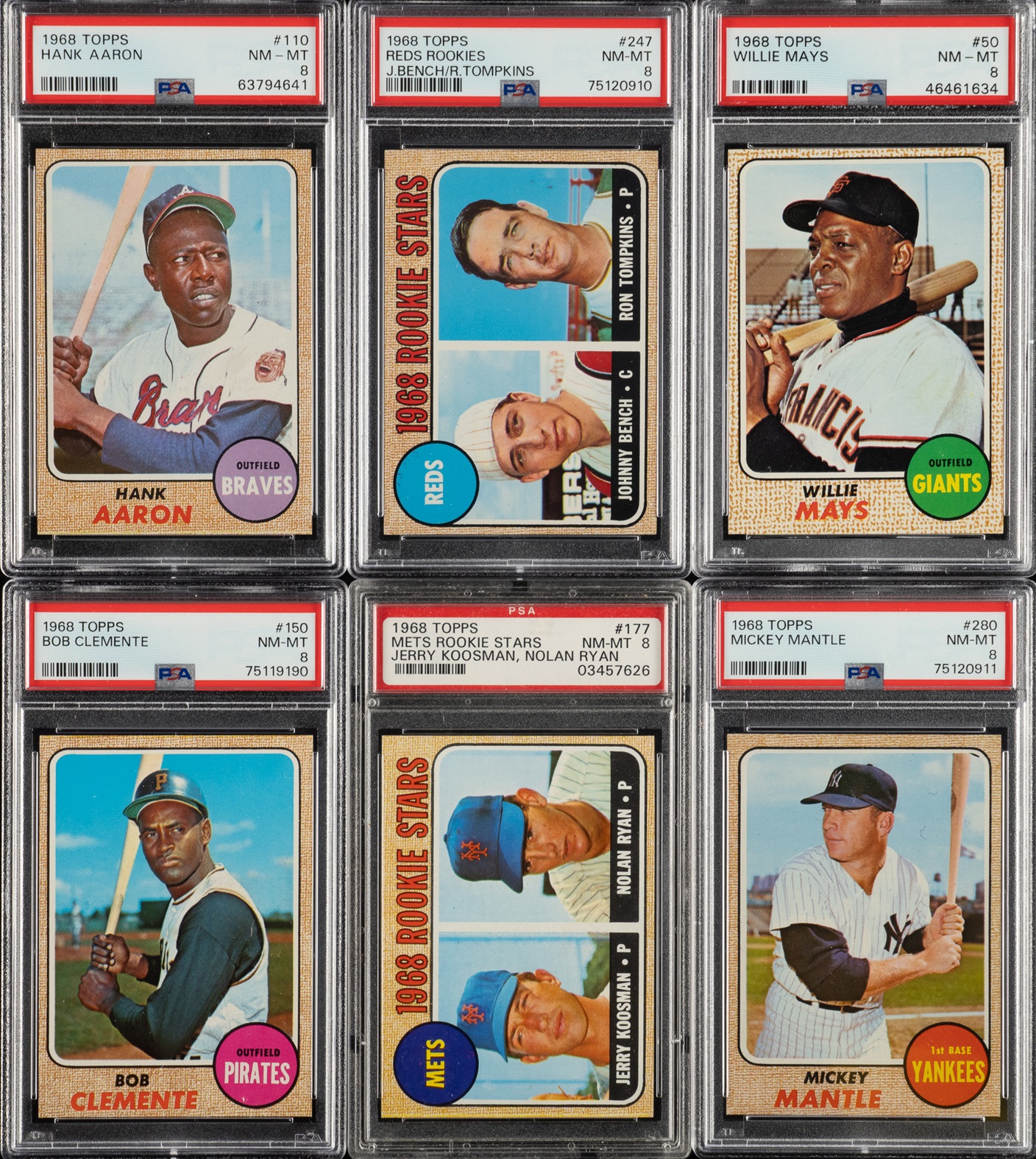 High-Grade 1968 Topps Complete Set (598) Including Ryan Rookie, Bench, Mays, Mantle, and Aaron PSA NM-MT 8 (Lot 1707)