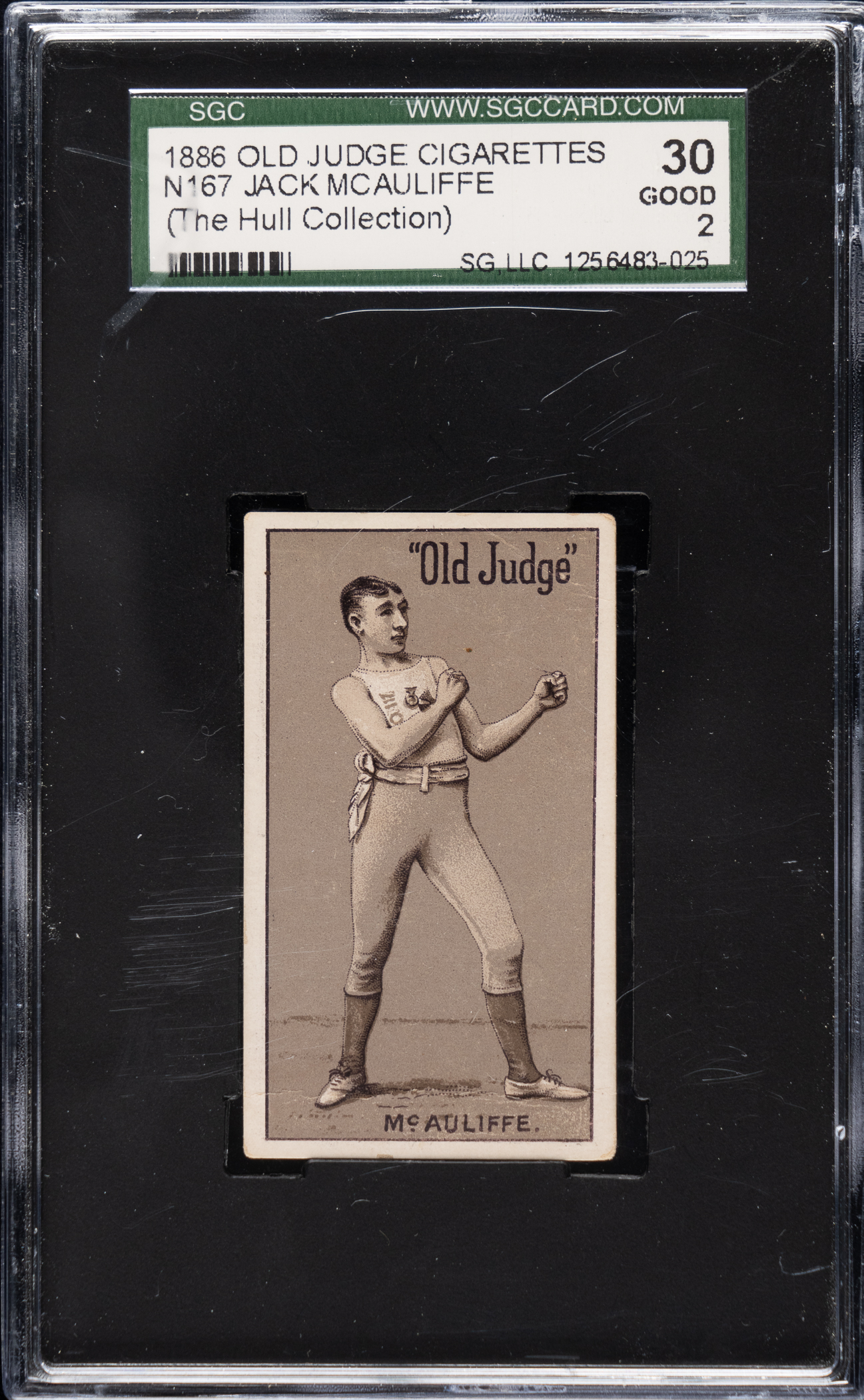 1886 N167 Old Judge Boxing card of Hall of Famer Jack McAuliffe graded SGC GOOD 30