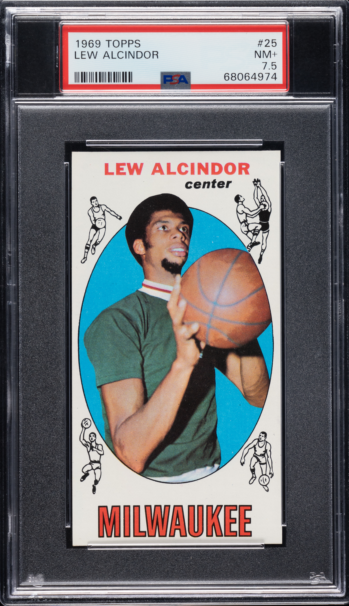 A 1969 Topps Basketball Lew Alcindor Rookie PSA 7.5 sold for $9,600
